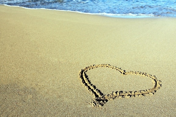Herz, Sand, ocen, Liebe