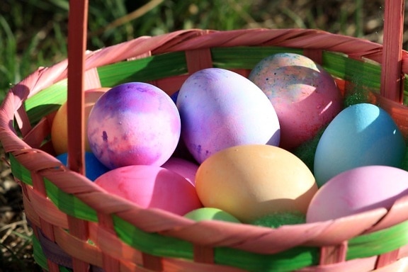 부활절 달걀, 색된 계란, 부활절, 바구니