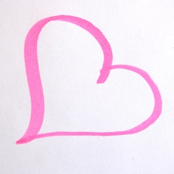 roze hart, tekening, liefde, roze, magic marker