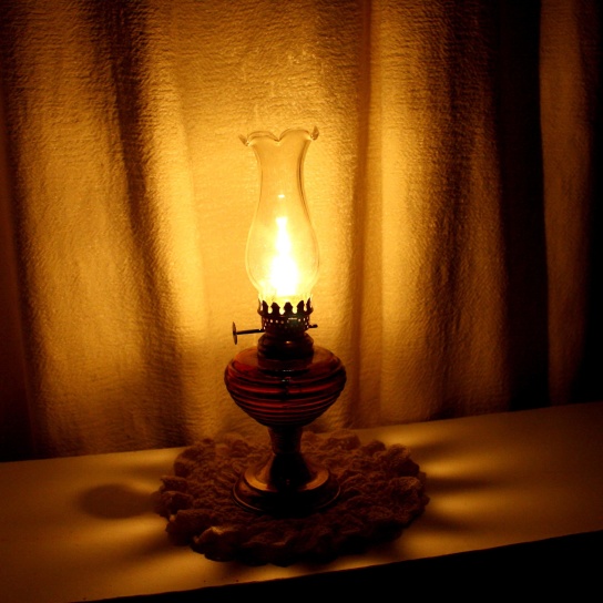 burning, oil lamp