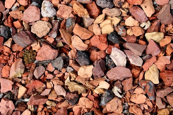 red, black rocks, gravel, texture