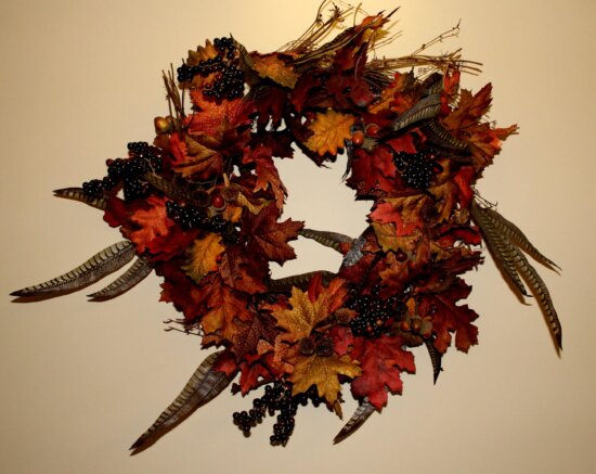 traditional thanksgiving wreath, autumn, flower, ornament, still life, decorative, dry, handmade, round