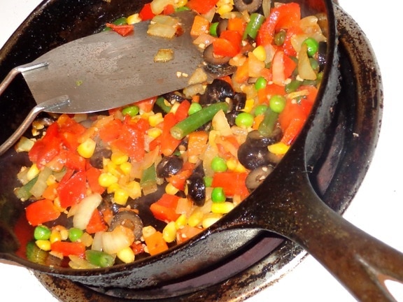 mixed vegetables, frying pan