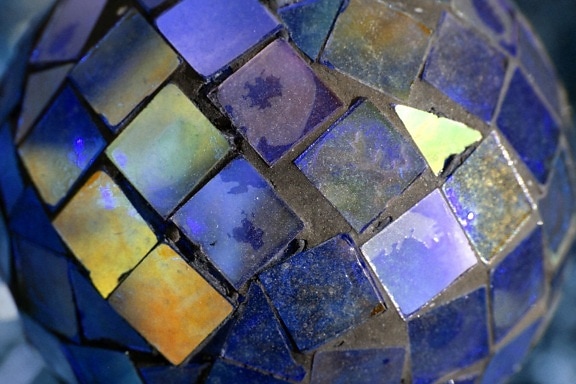 blue glass, mosaic, ball