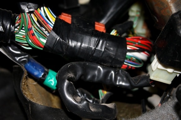 bundle, wires, electrical tape