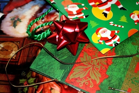 праздник, подарок, оберточной бумаги, украшения
