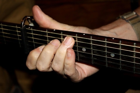 hånd, akkord, guitar