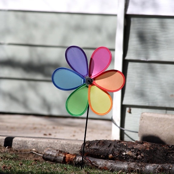 colorful, pinwheel, backyard, decoration