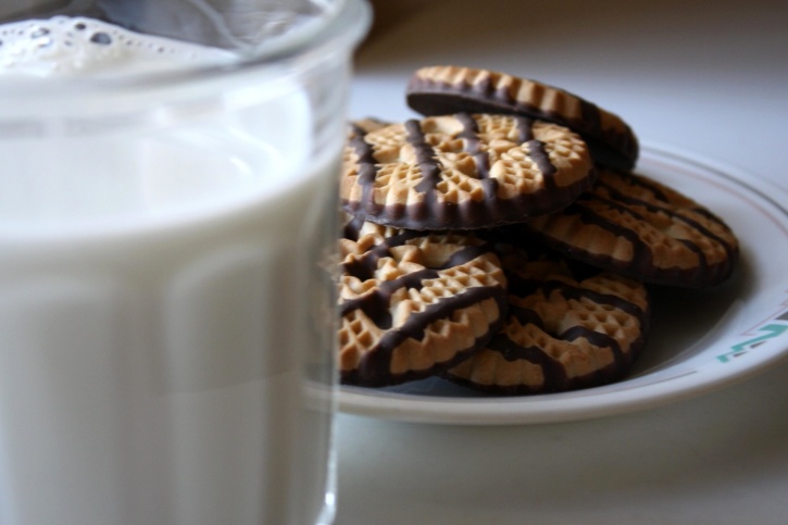 cookies, mlieko, dezert čokoláda cookies