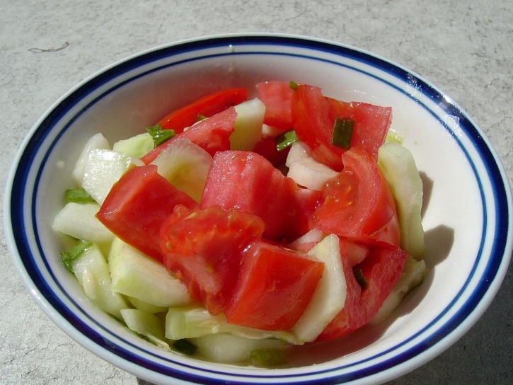 tomat, agurk, salat