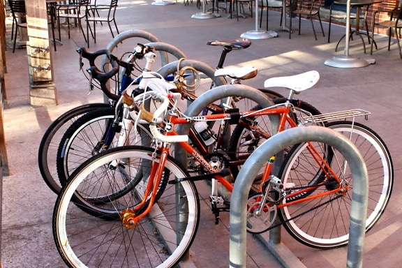 bicycles, bicycle rack, sport, street