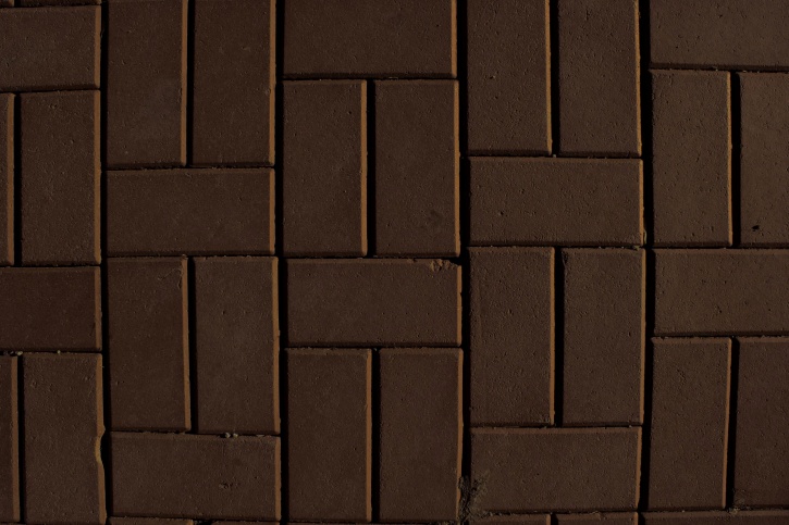 Brown, parede de tijolos, pavers, calçada, textura