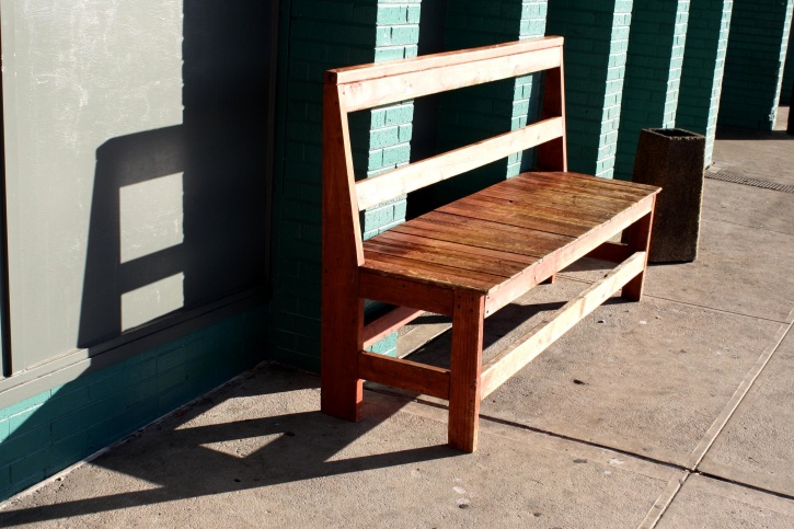 Dřevěná lavice, slunečního světla, nábytek