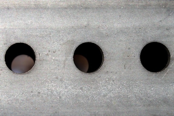 metal, poste indicador, agujeros, cerca, textura