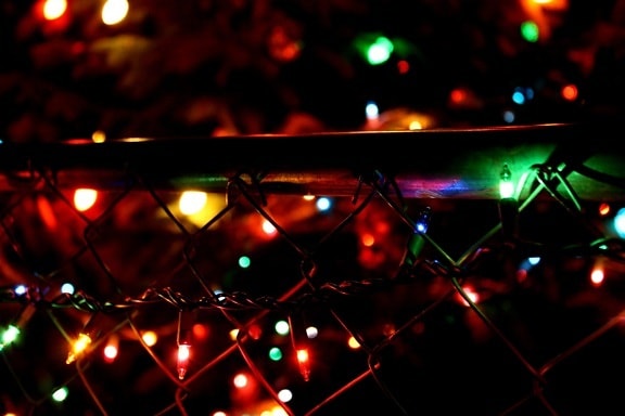 La decoración de Navidad, oranments, luces, noche