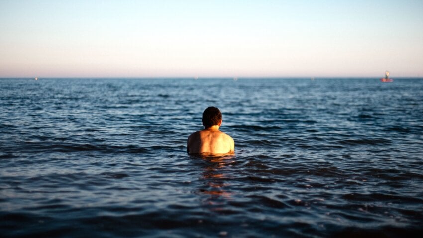 Free Picture Man Standing Swimming Water Ocean