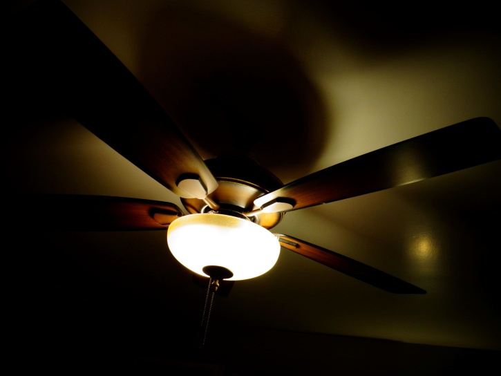 ceiling fan, light, darkness, interior, lamp