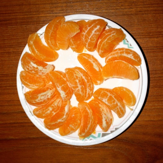 mandarina, gajos de naranja, secciones