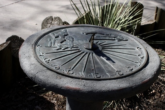 sundial, time, horologe, cast iron