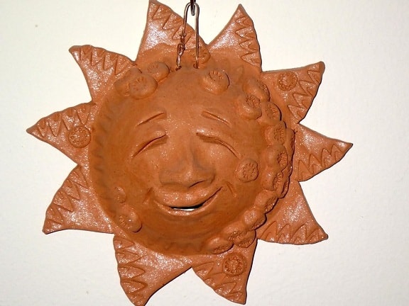 Terracotta, Sun, ornament, dekorasjon, skulptur