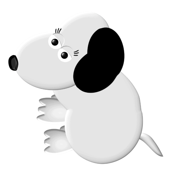 white dog, computer art, graphic illustration