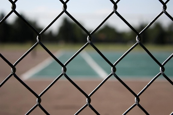 stängsel, metall staket, tennisbana
