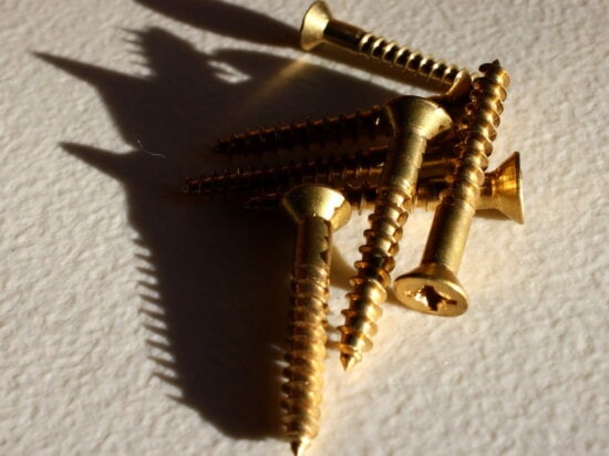 brass, metal, wood screws
