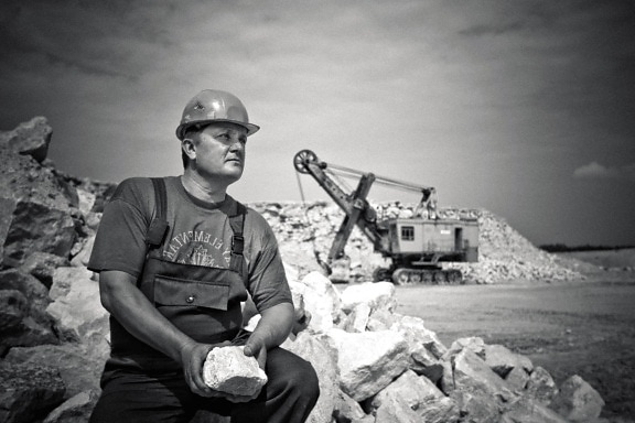 man, construction worker, grayscale, photography, worker