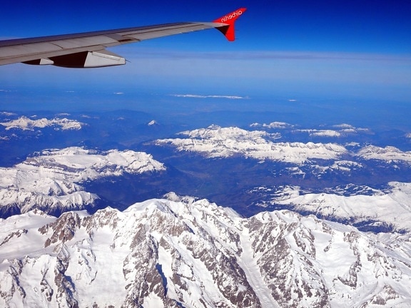 aircraft, wing, flight, mountains