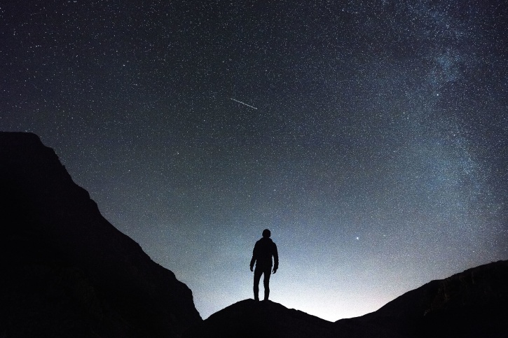 persona, la astronomía, la noche, la exploración