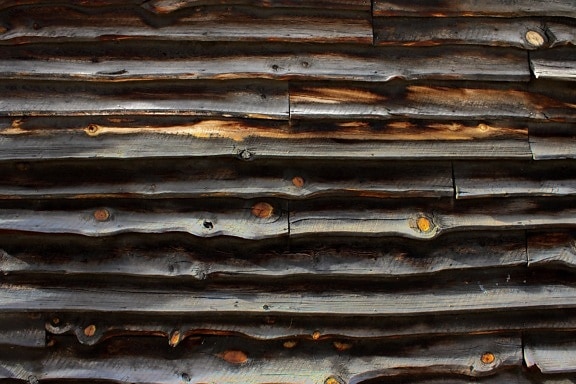 오래 된 헛간, 나무 판자, 어두운 갈색 색상, 질감, 나무 매듭