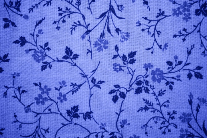 azul, diseño floral, impresión, tela, textura
