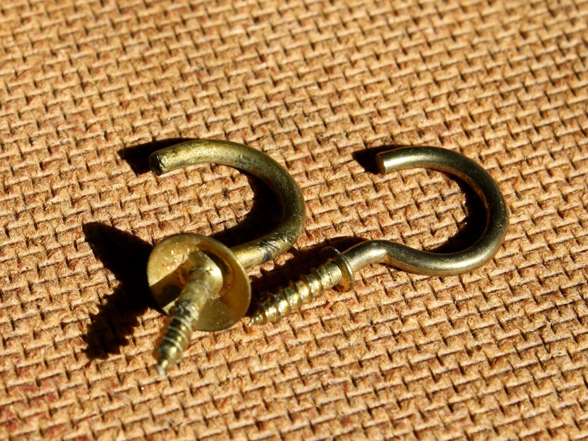 Free picture: old, brass metal, wood screw, hooks