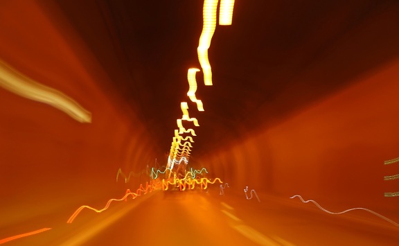 computer art, blurred, car lights, tunnel, light, speed
