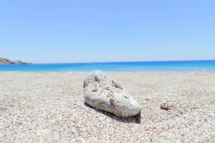камінь, пляж, пісок, Синє небо, Скеля, summert час, океан