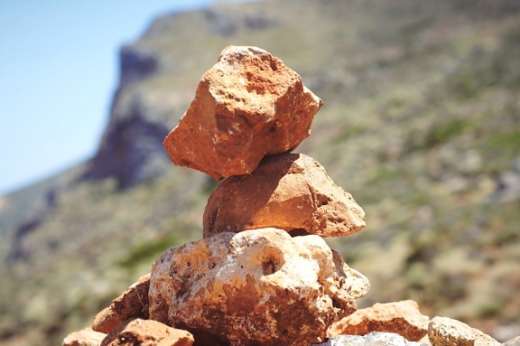 pyramid, red, stones, rock, formation