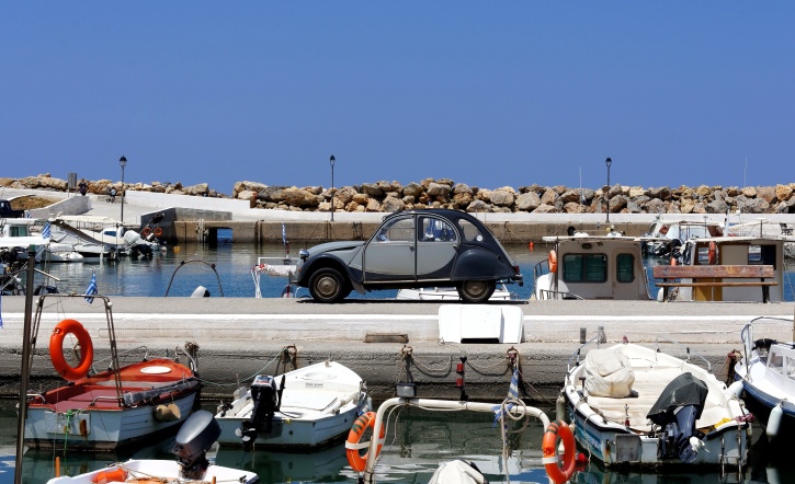 Citroen 2cv car, vehicle, beach, travel, seaport