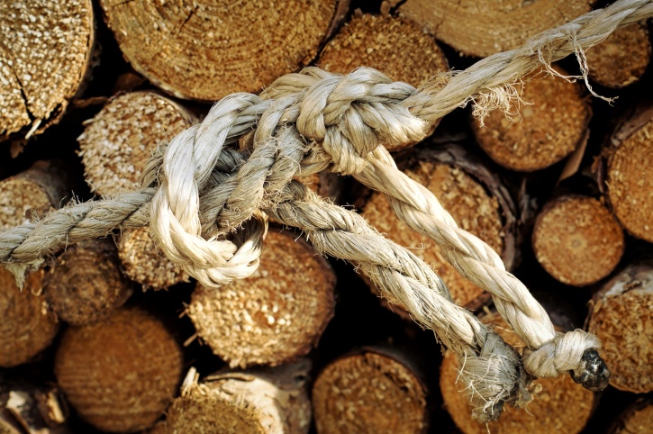 old ropes, wood, close, node, timber