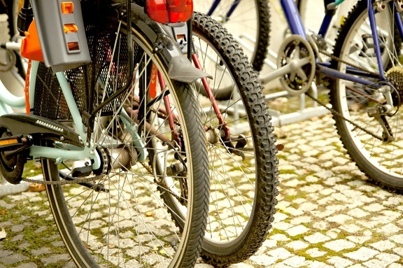 rueda trasera, bicicleta, portabicicletas