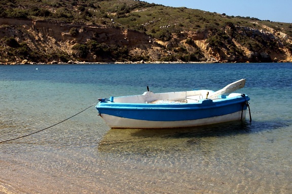 small boat, rowing boat, clear water, summer
