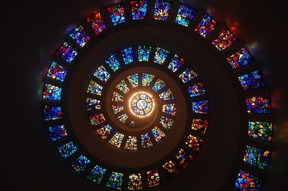 stained glass, windows, architecture, art, colorful, spiral, glass, interior design