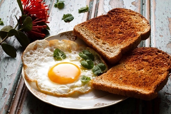 Brot, Eier, Essen, Essen, Frühstück, Küchentisch, Platte, Ernährung