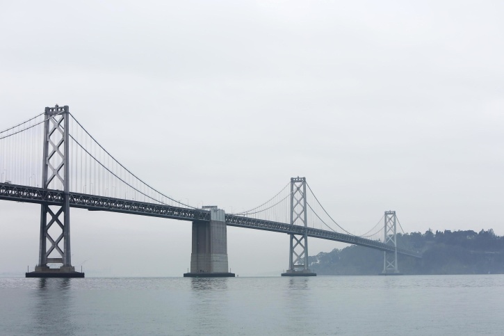 bro, arkitektur, tåge, himmel, hav, suspension bridge, floden