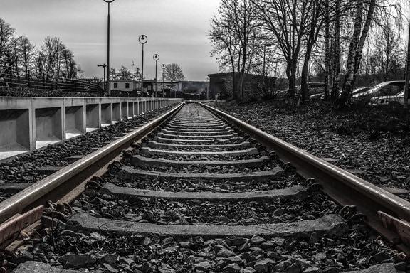 railway, steel, track, train, gravel