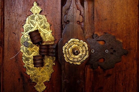 antiquité, artisanat, poignée de porte, palais, Istanbul, Turquie, vieux, or