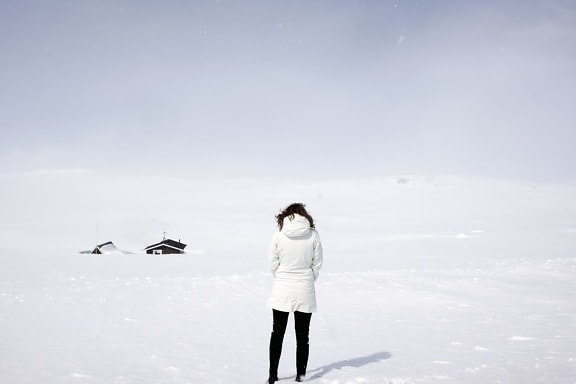 winter, clothing, woman, snow, weather, white, cold