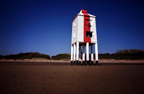 lighthouse, tower, dusk, beach, sea, sand