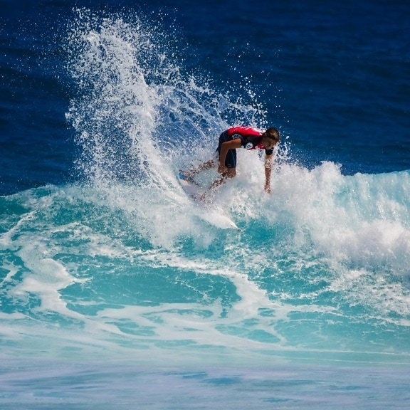 człowiek, osoba, wody, ocean, fale, sport, deska surfingowa, fala surfing