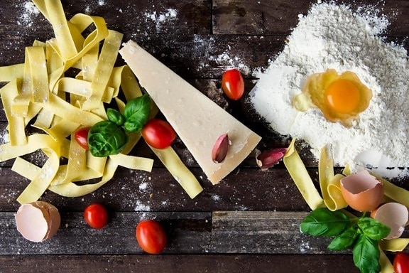 pasta, ost, ägg, mat, italiensk mat, ingrediens, mat, måltid, recept, spaghetti