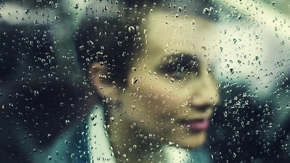 rain, window, person, woman, beauty, face, rain, glass
